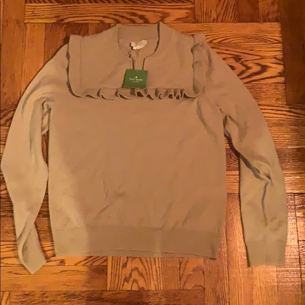 kate spade Tan Sweater with Ruffle Detail